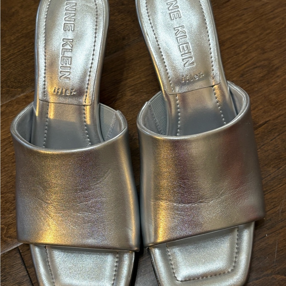 Anne Klein Silver Metallic Sandals